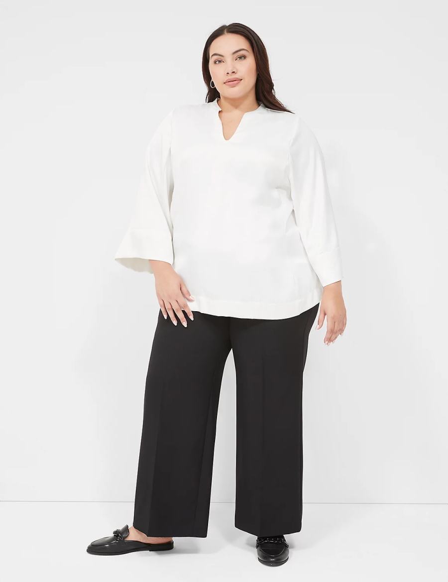 Lane Bryant Perfect Drape High-Rise Wide Leg Women Pants Black | DVB981ZS