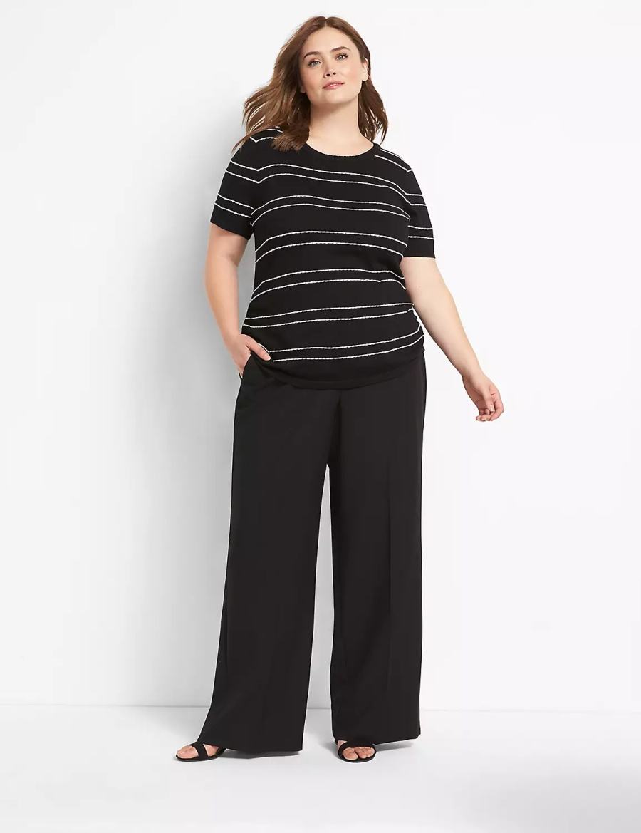 Lane Bryant Perfect Drape High-Rise Wide Leg Women Pants Black | DVB981ZS