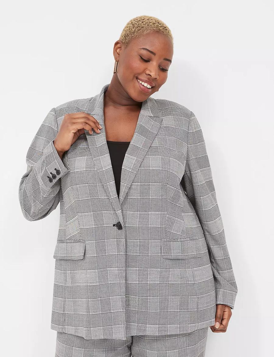 Lane Bryant Perfect Drape One-Button Women Blazers Black | LYL3072IY