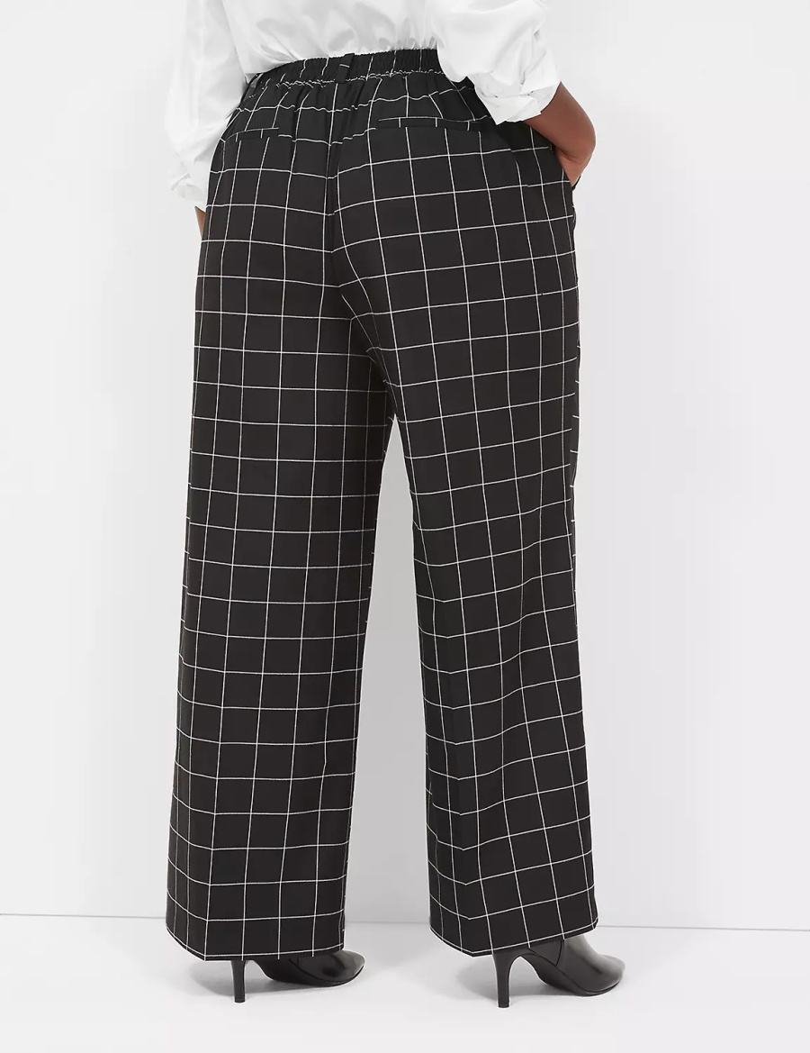 Lane Bryant Perfect Drape Pull-On High-Rise Wide Leg Women Pants Black | KED4897KL