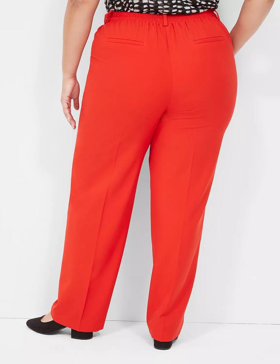 Lane Bryant Perfect Drape Pull-On Straight Women Pants Red | AYZ9783HH