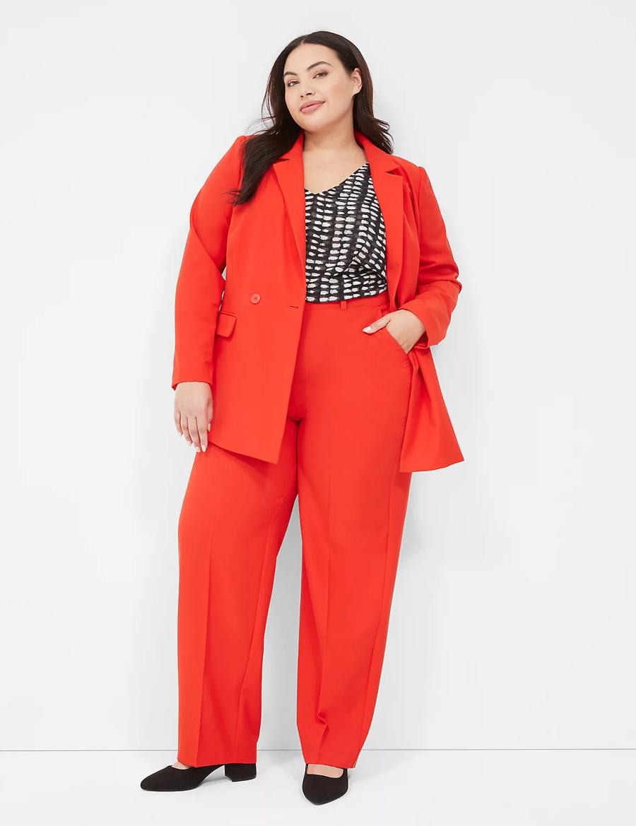 Lane Bryant Perfect Drape Pull-On Straight Women Pants Red | AYZ9783HH