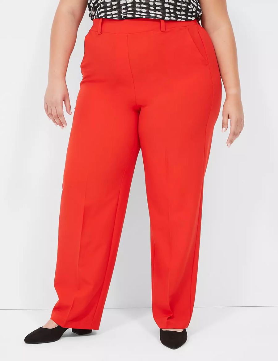 Lane Bryant Perfect Drape Pull-On Straight Women Pants Red | AYZ9783HH