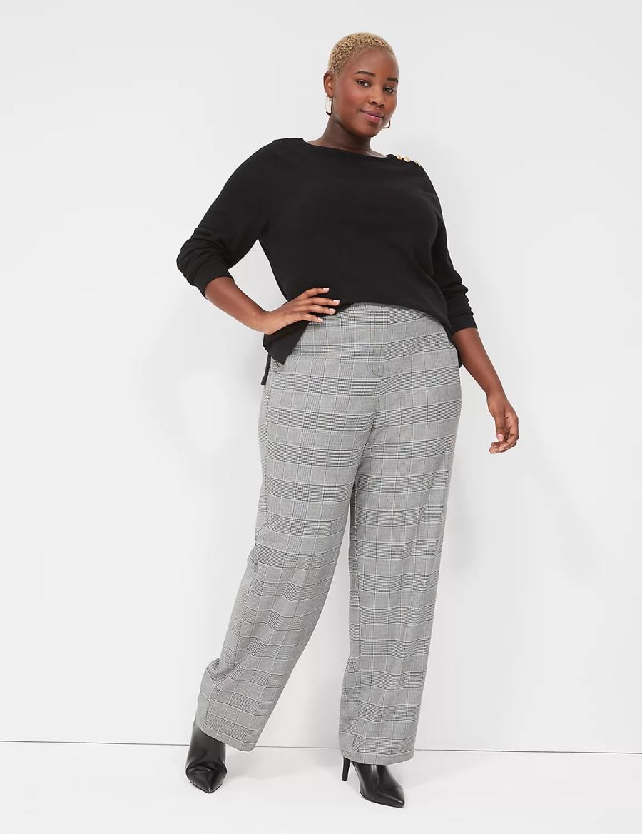 Lane Bryant Perfect Drape Pull-On Straight Women Pants Black | MQC7020XL