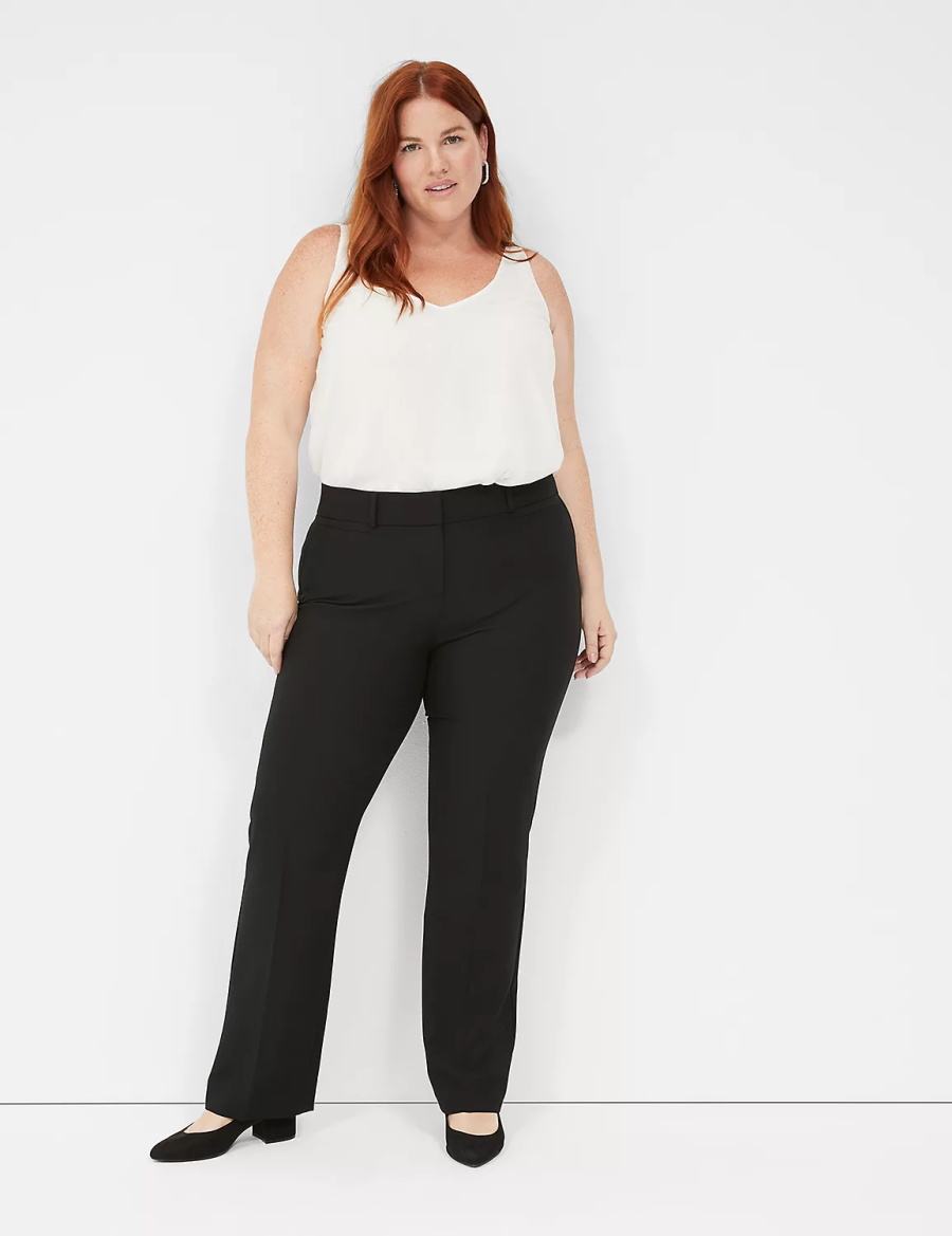 Lane Bryant Perfect Drape Straight Women Pants Black | RYV4113QX