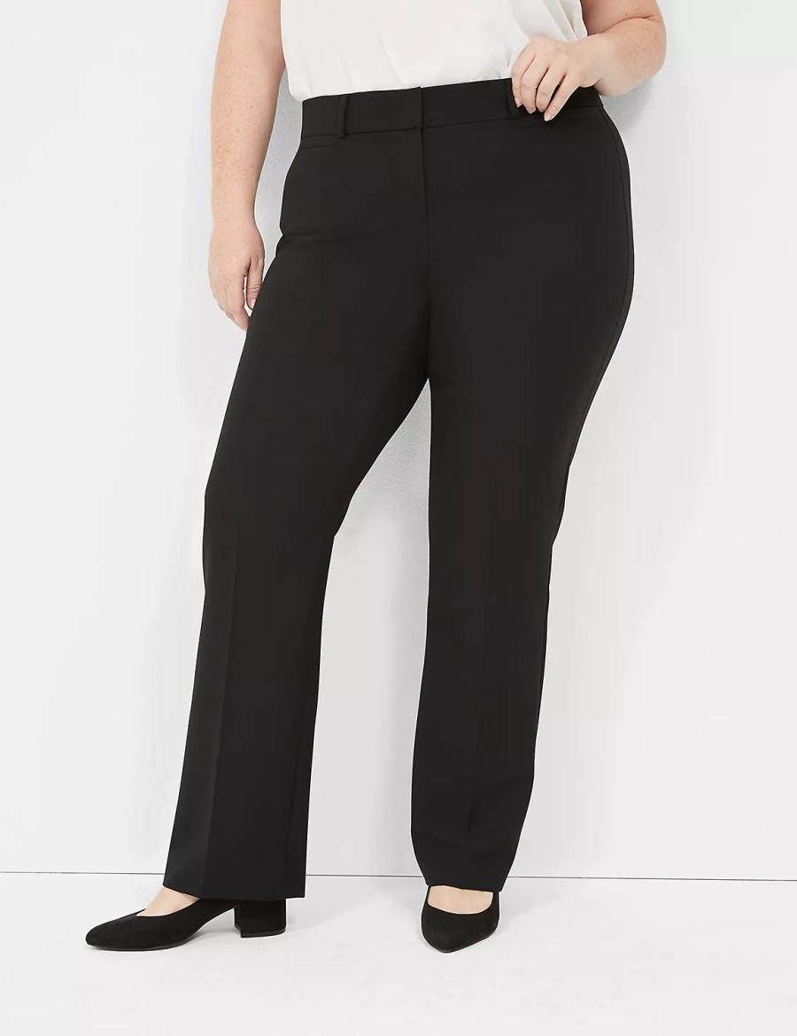 Lane Bryant Perfect Drape Straight Women Pants Black | RYV4113QX