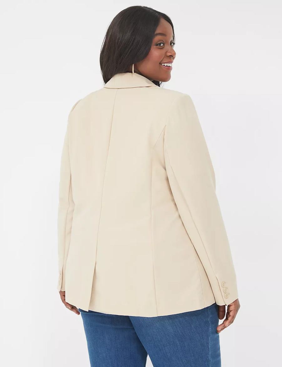 Lane Bryant Perfect Drape Women Blazers Khaki | LGA7869NQ