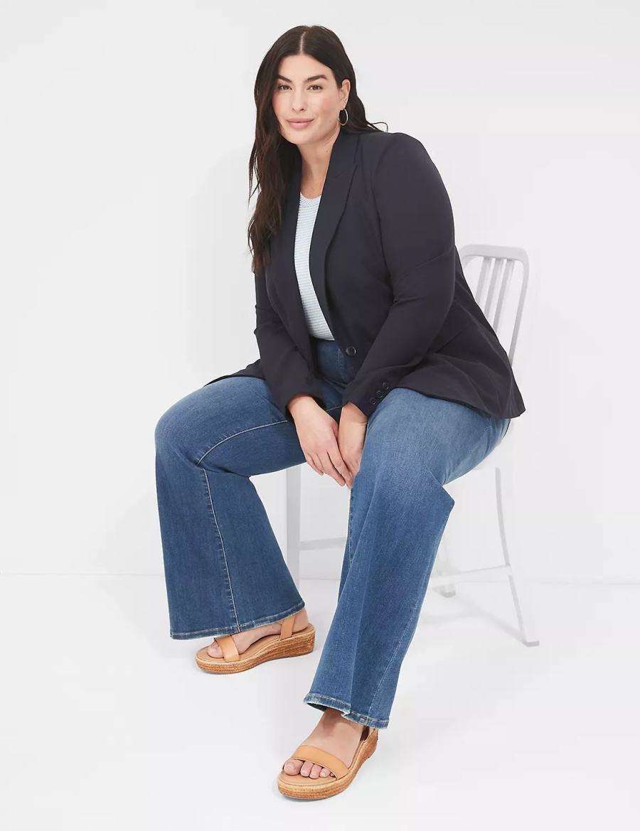 Lane Bryant Perfect Drape Women Blazers Blue | SRM7825VP