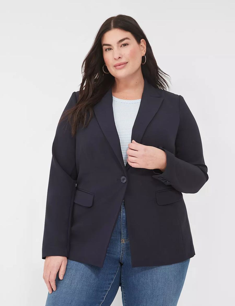 Lane Bryant Perfect Drape Women Blazers Blue | SRM7825VP