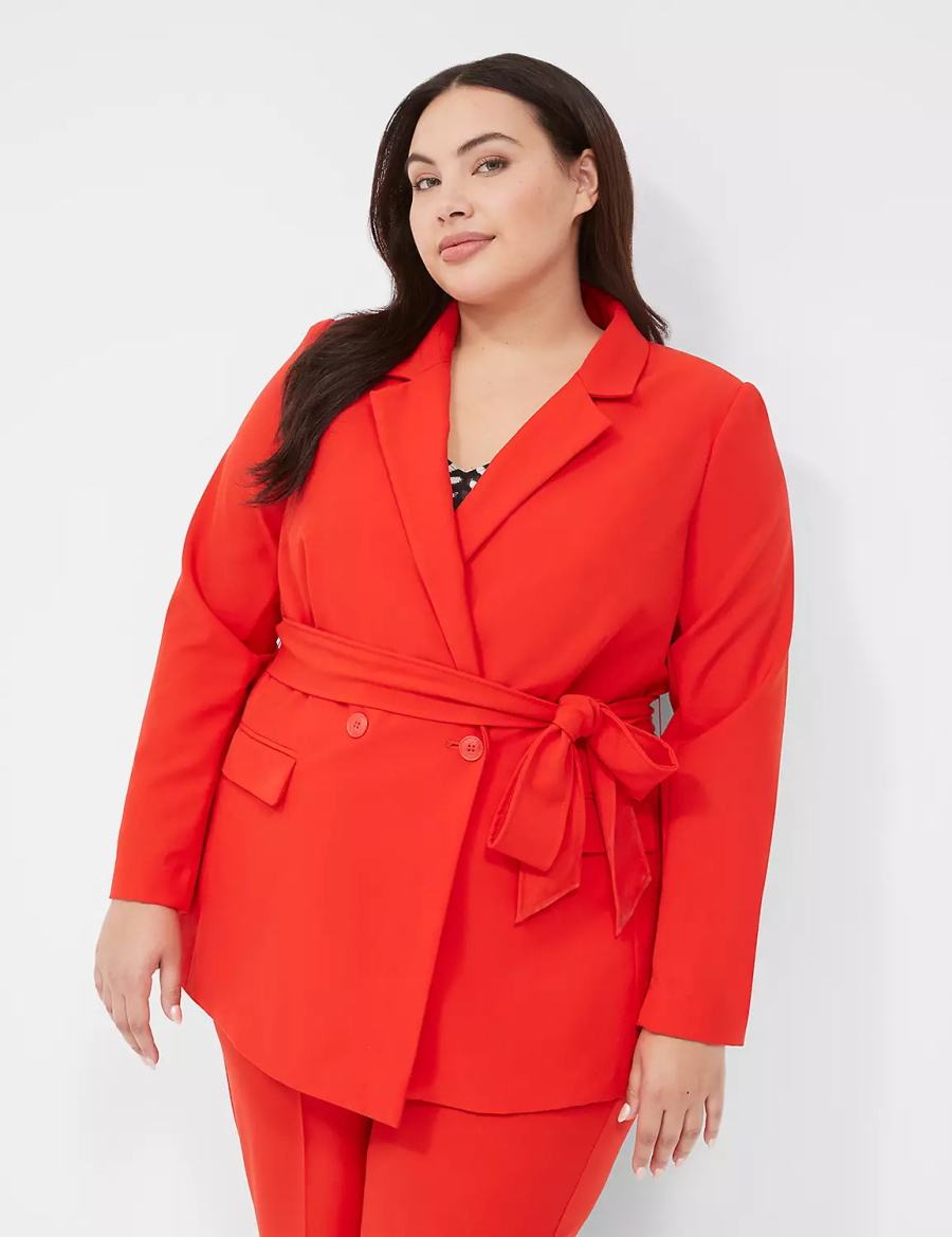 Lane Bryant Perfect Drapeed Women Blazers Red | TQT9153HW