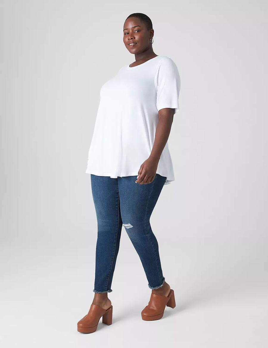 Lane Bryant Perfect Sleeve Crew-Neck Extreme Swing Tunic Women T Shirts White | JWH2521VZ