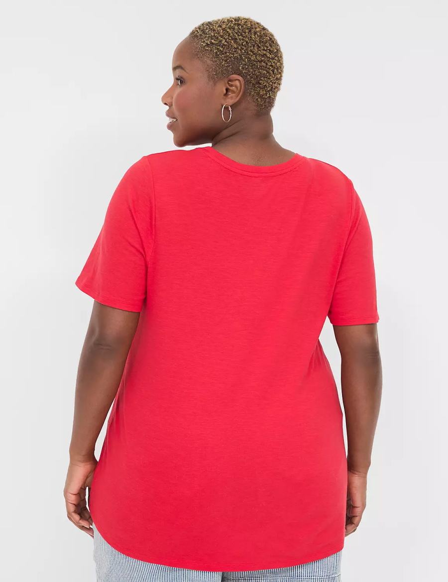 Lane Bryant Perfect Sleeve Crew-Neck Tee Women T Shirts Red | MNL2197KG