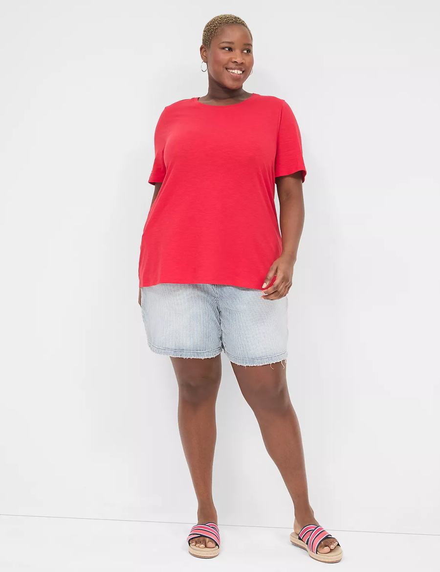 Lane Bryant Perfect Sleeve Crew-Neck Tee Women T Shirts Red | MNL2197KG