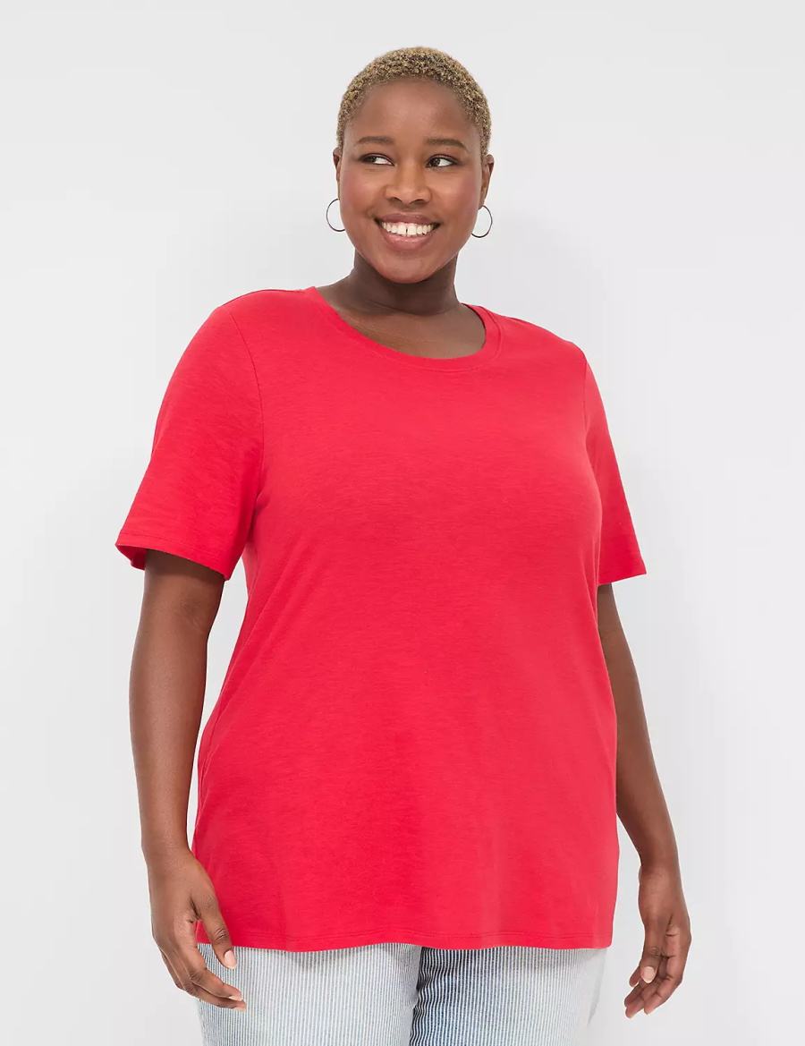 Lane Bryant Perfect Sleeve Crew-Neck Tee Women T Shirts Red | MNL2197KG