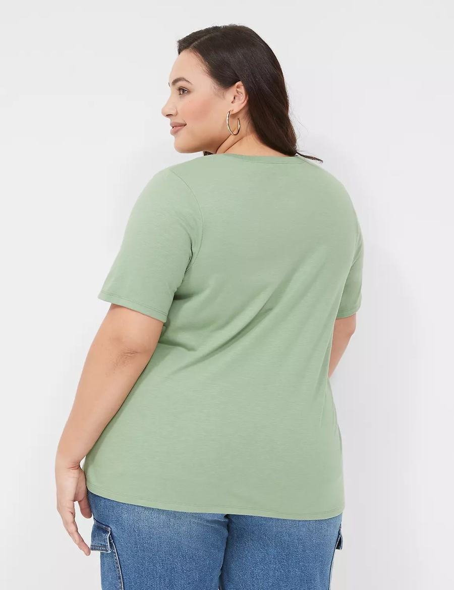 Lane Bryant Perfect Sleeve Crew-Neck Tee Women T Shirts Light Green | ABF1001EB