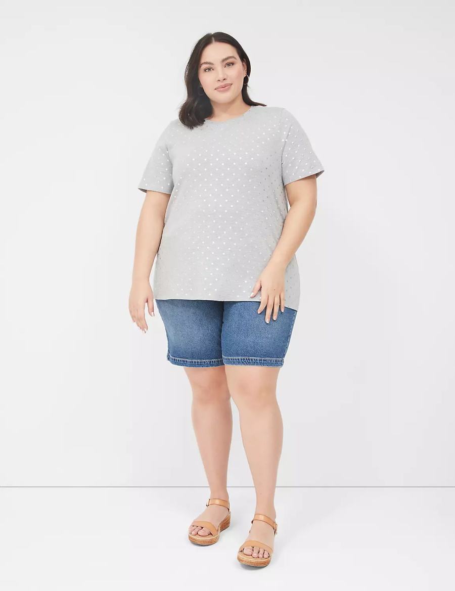 Lane Bryant Perfect Sleeve Crew-Neck Tee Women T Shirts Grey | MRT2012KO