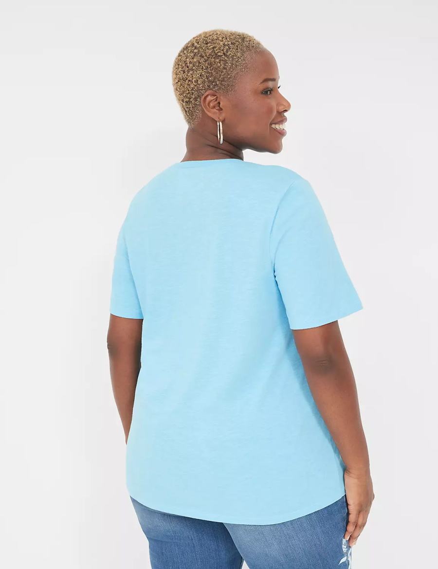 Lane Bryant Perfect Sleeve Crew-Neck Tee Women T Shirts Blue | ARL2248CM