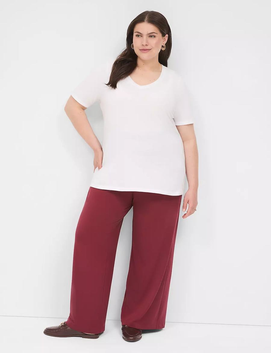 Lane Bryant Perfect Sleeve V-Neck Tee Women T Shirts White | JVC281BT