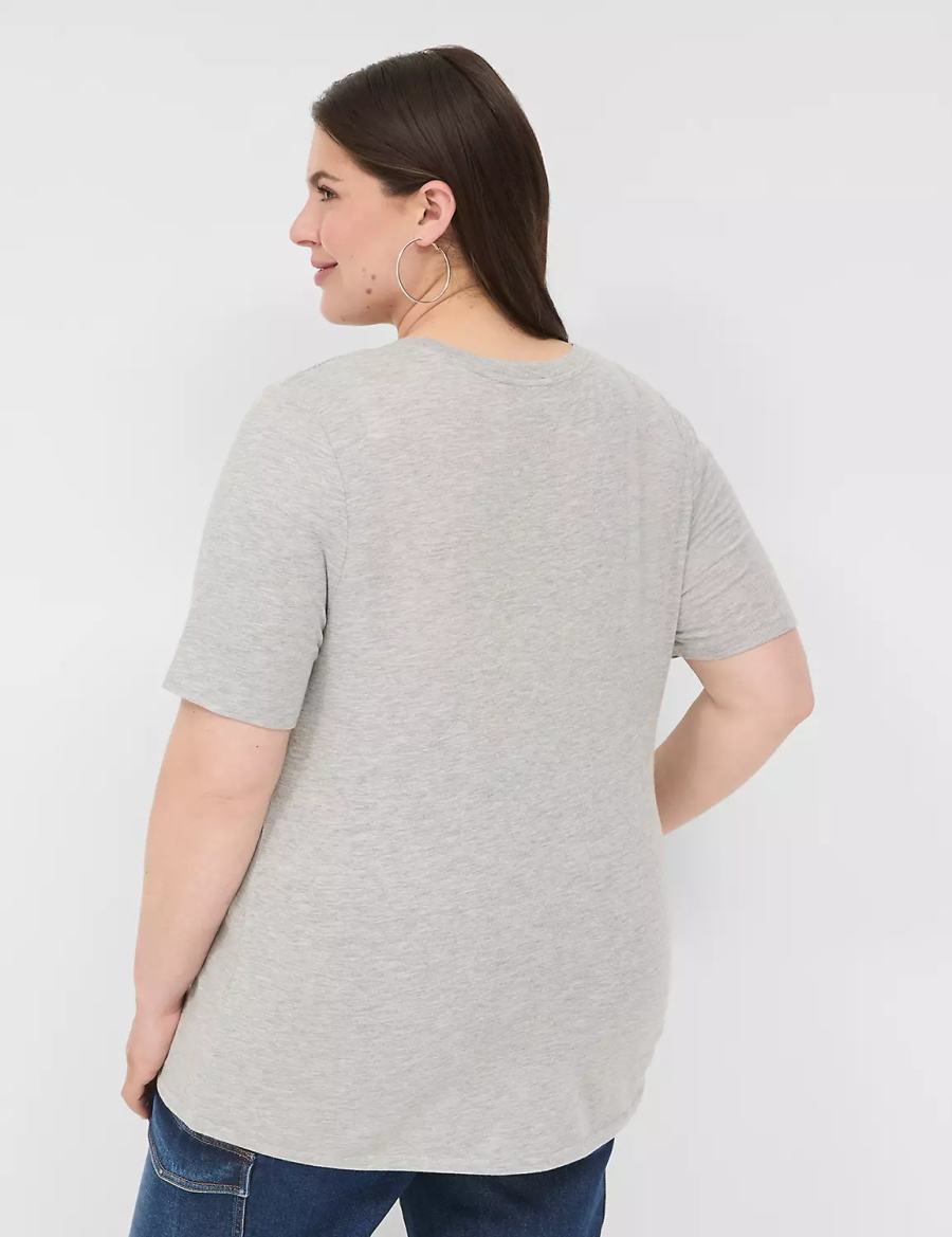 Lane Bryant Perfect Sleeve V-Neck Tee Women T Shirts Light Grey | NTE332LC