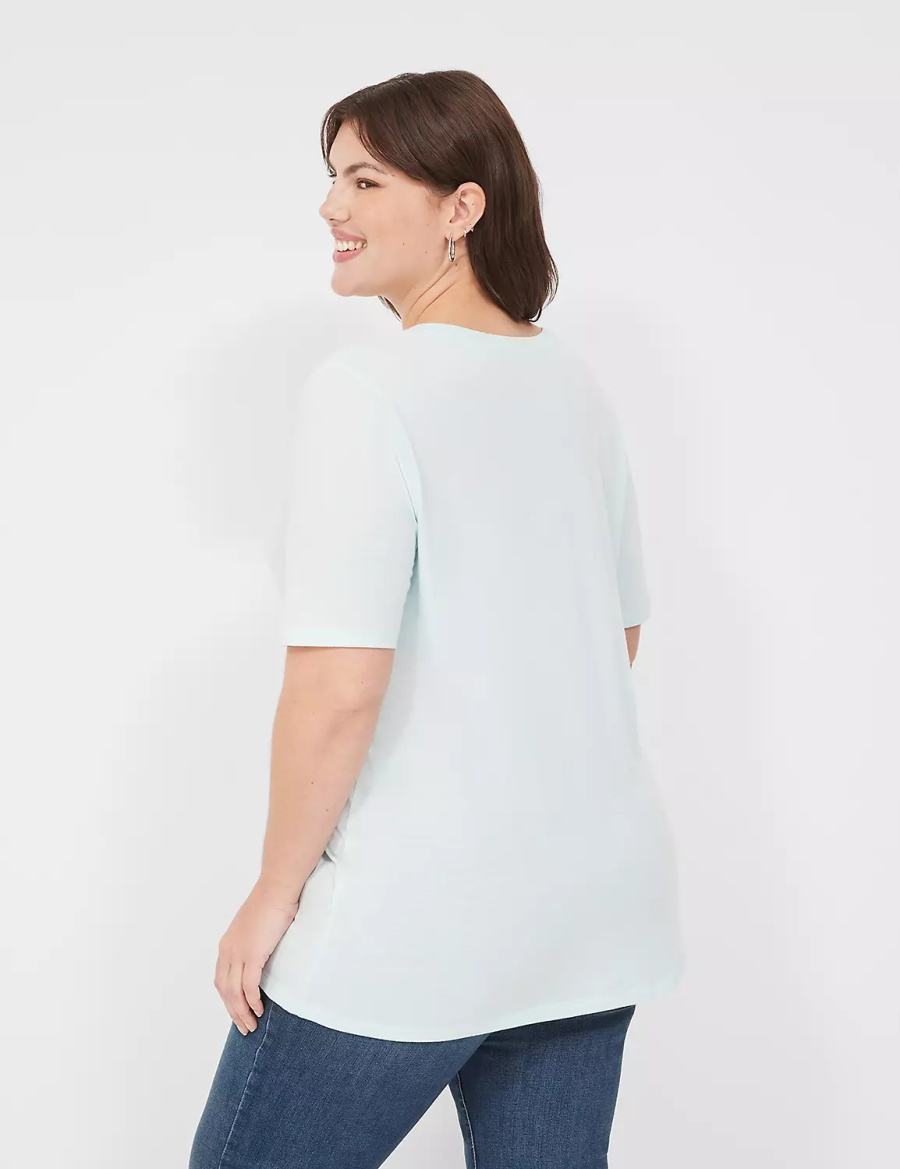 Lane Bryant Perfect Sleeve V-Neck Tee Women T Shirts Light Green | JWU2091LI