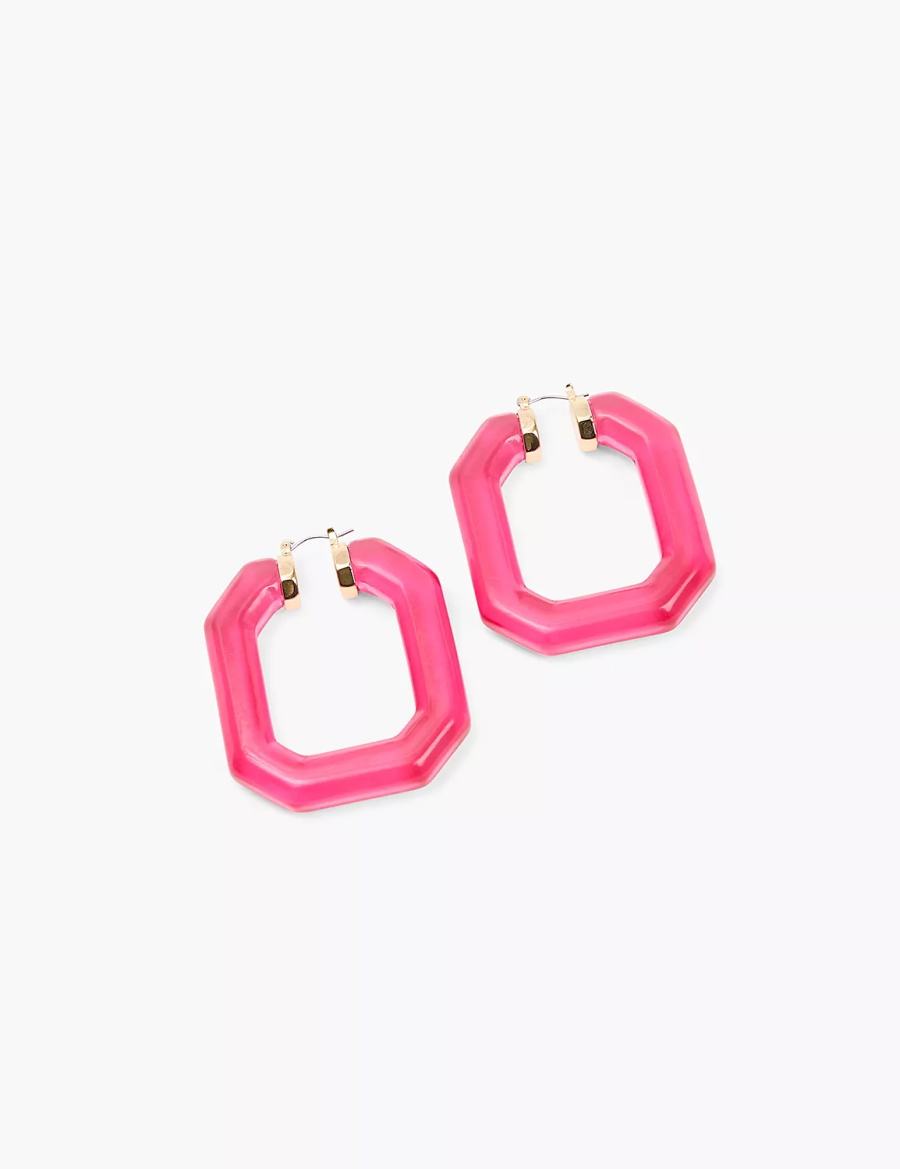 Lane Bryant Pink Acrylic Women Hoop Earrings Gold | KOX2729GS