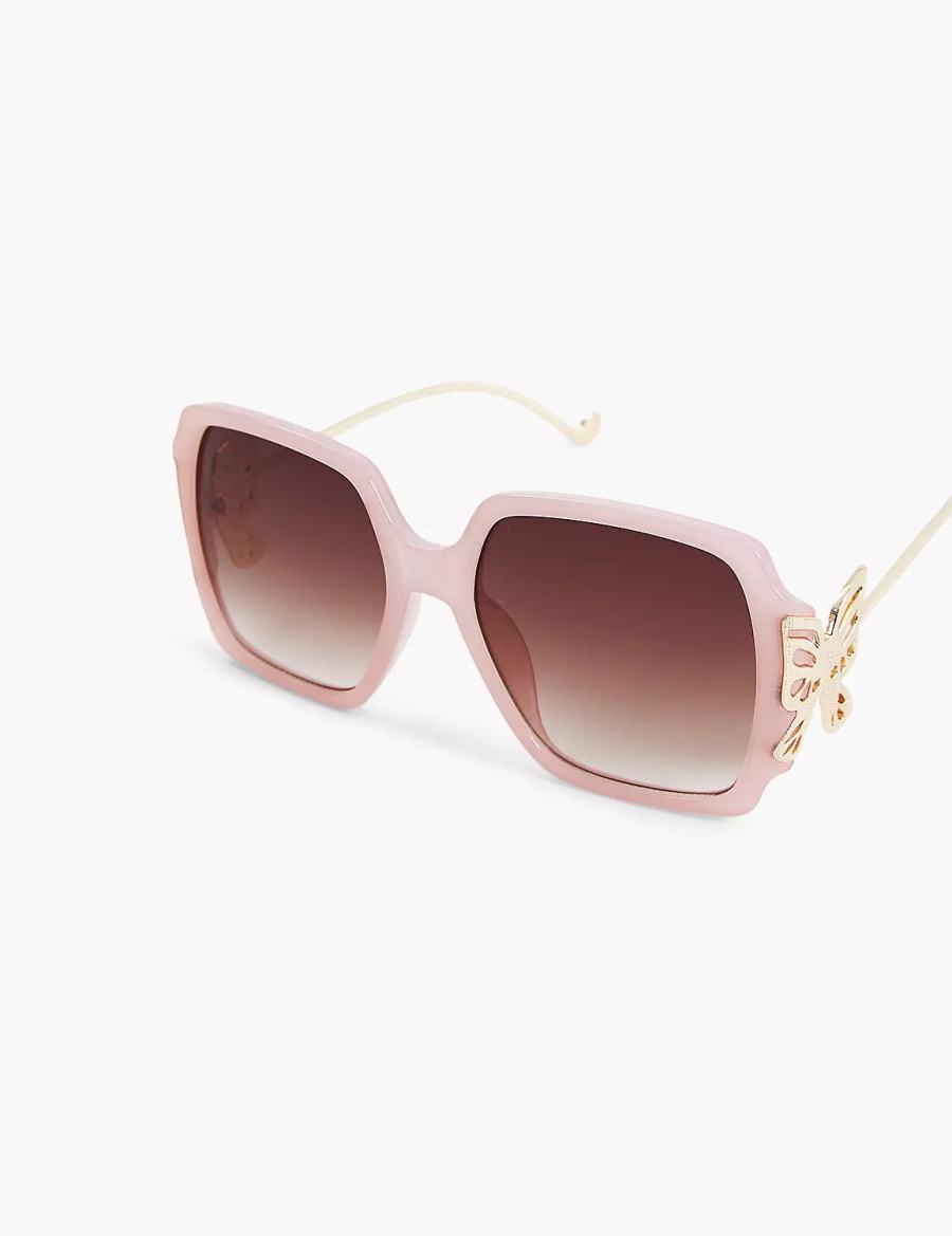 Lane Bryant Pink Butterfly-Detail Square Women Sunglasses Purple | RQE884TU