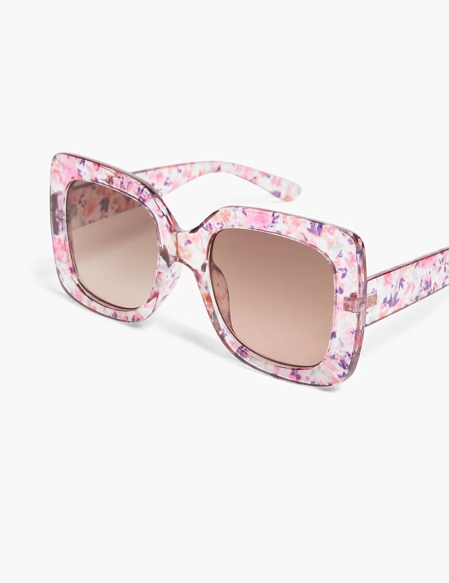 Lane Bryant Pink Floral Oversized Square Women Sunglasses Pink Multicolor | YSA9534FE