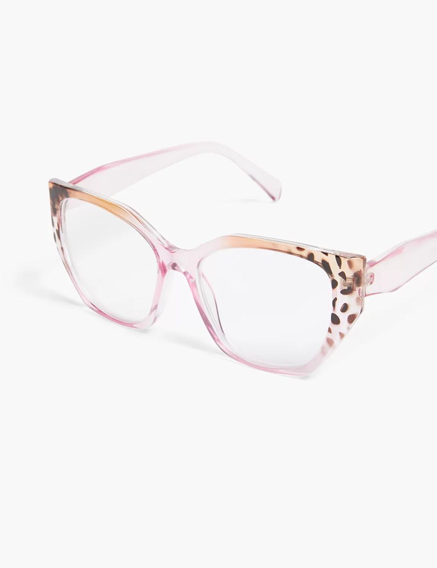 Lane Bryant Pink & Cheetah Print Jelly Cateye Reading Women Glasses Pink | MUQ2779PC