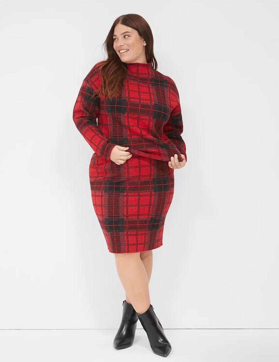 Lane Bryant Plaid Mini Sweater Women Skirts Red | AEK5886VW