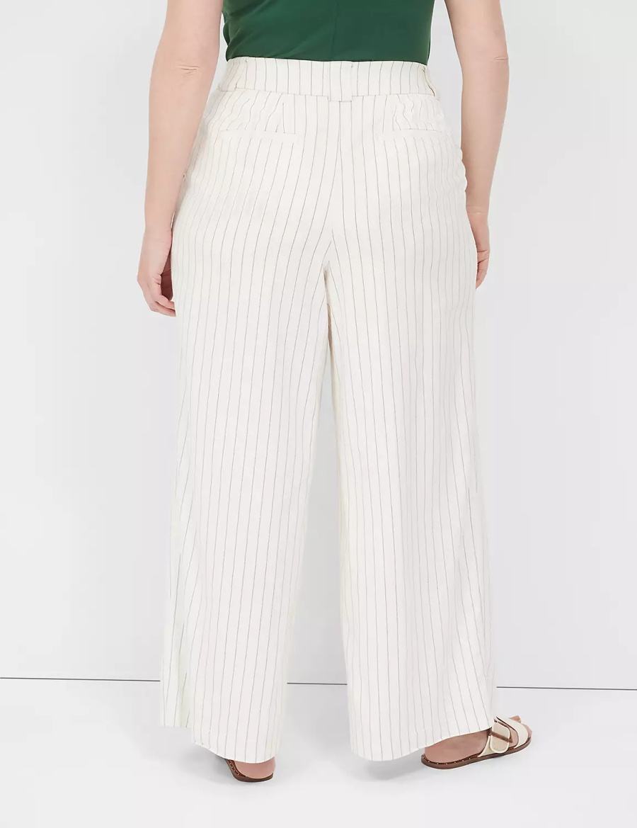 Lane Bryant Pleated Wide Leg Women Pants White | STP8147TS