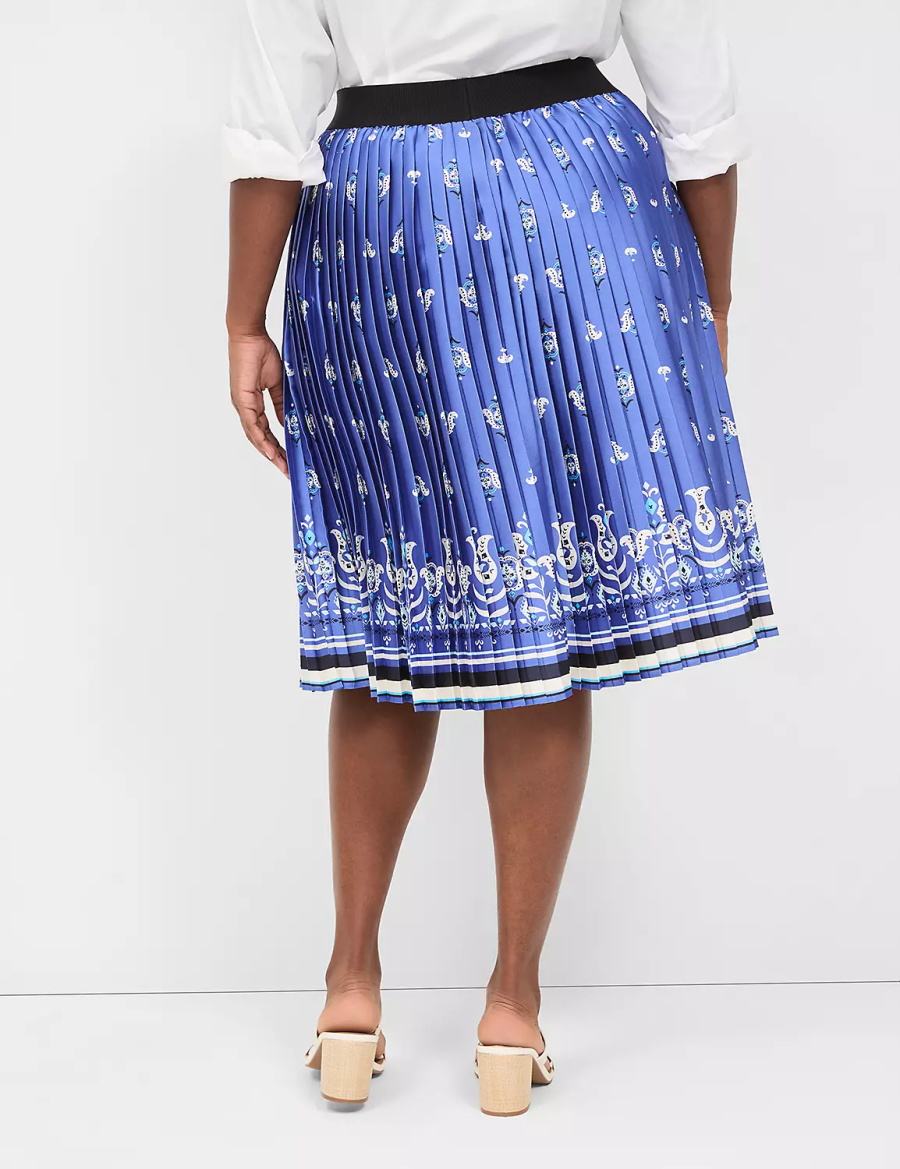 Lane Bryant Pleated Women Skirts Blue | VPX3597DT