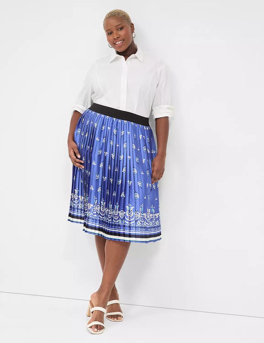 Lane Bryant Pleated Women Skirts Blue | VPX3597DT