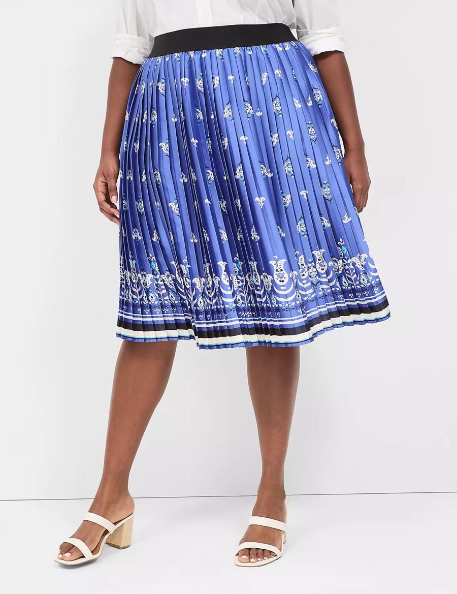 Lane Bryant Pleated Women Skirts Blue | VPX3597DT