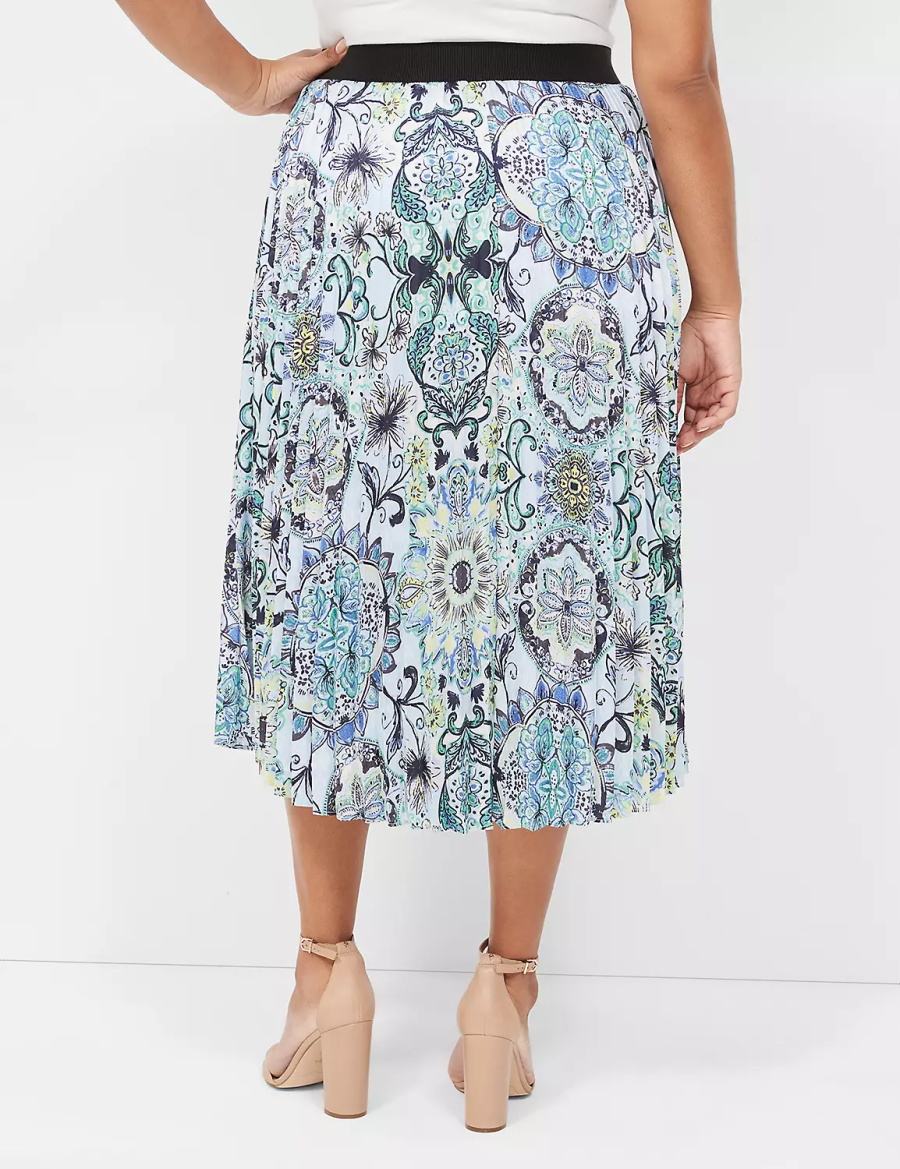 Lane Bryant Pleated Women Skirts Blue | ZCJ1651IB