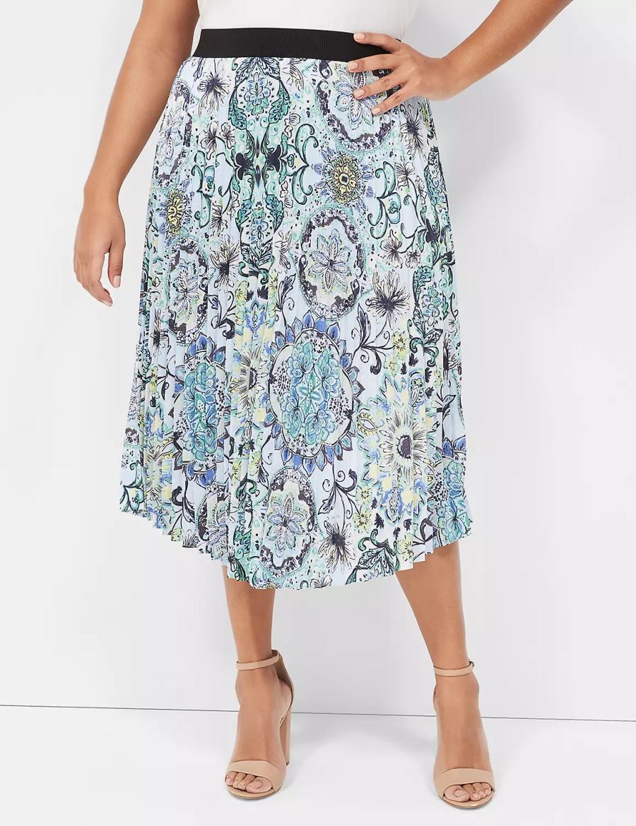 Lane Bryant Pleated Women Skirts Blue | ZCJ1651IB