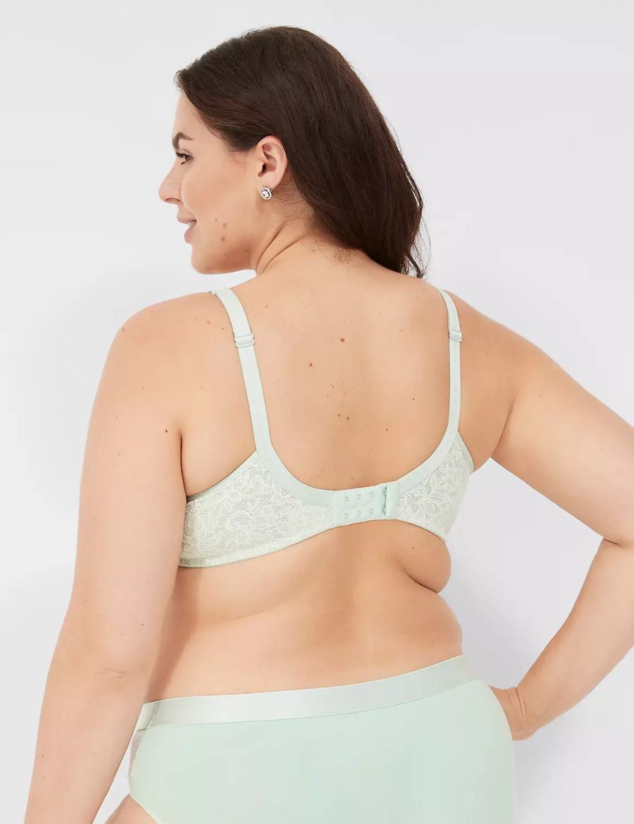 Lane Bryant Plunge with Lace Women Unlined Bra Light Green | HIB6957JG