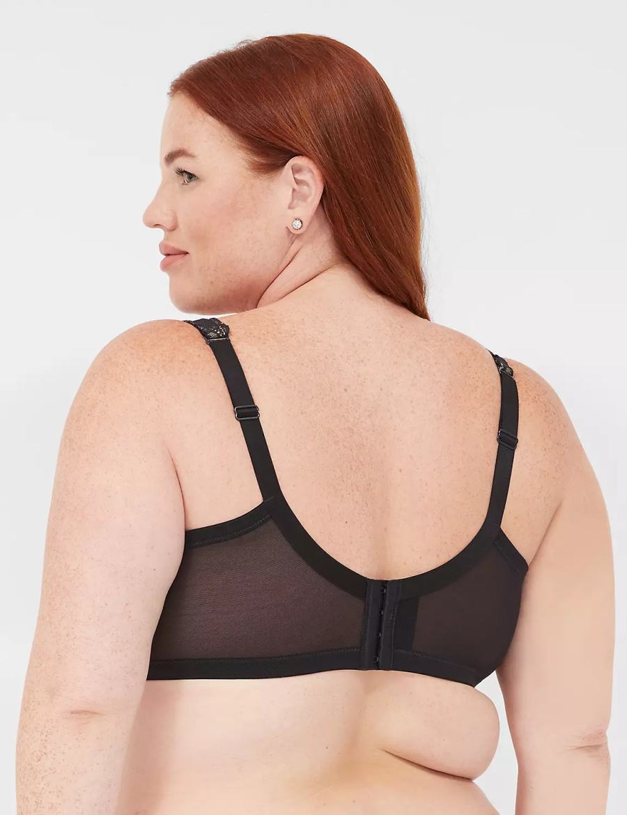 Lane Bryant Plunge with Lace Women Unlined Bra Black | UJS9635LM