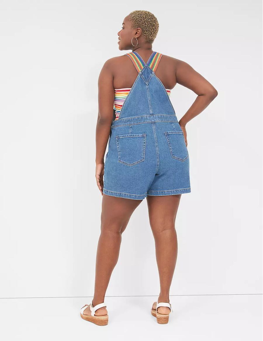 Lane Bryant Pride Boyfriend Denim Women Overall Blue | CBQ7552BA