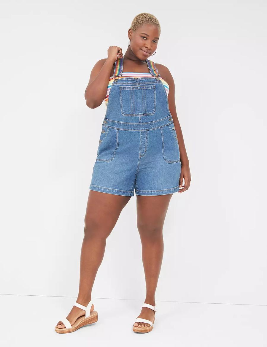 Lane Bryant Pride Boyfriend Denim Women Overall Blue | CBQ7552BA