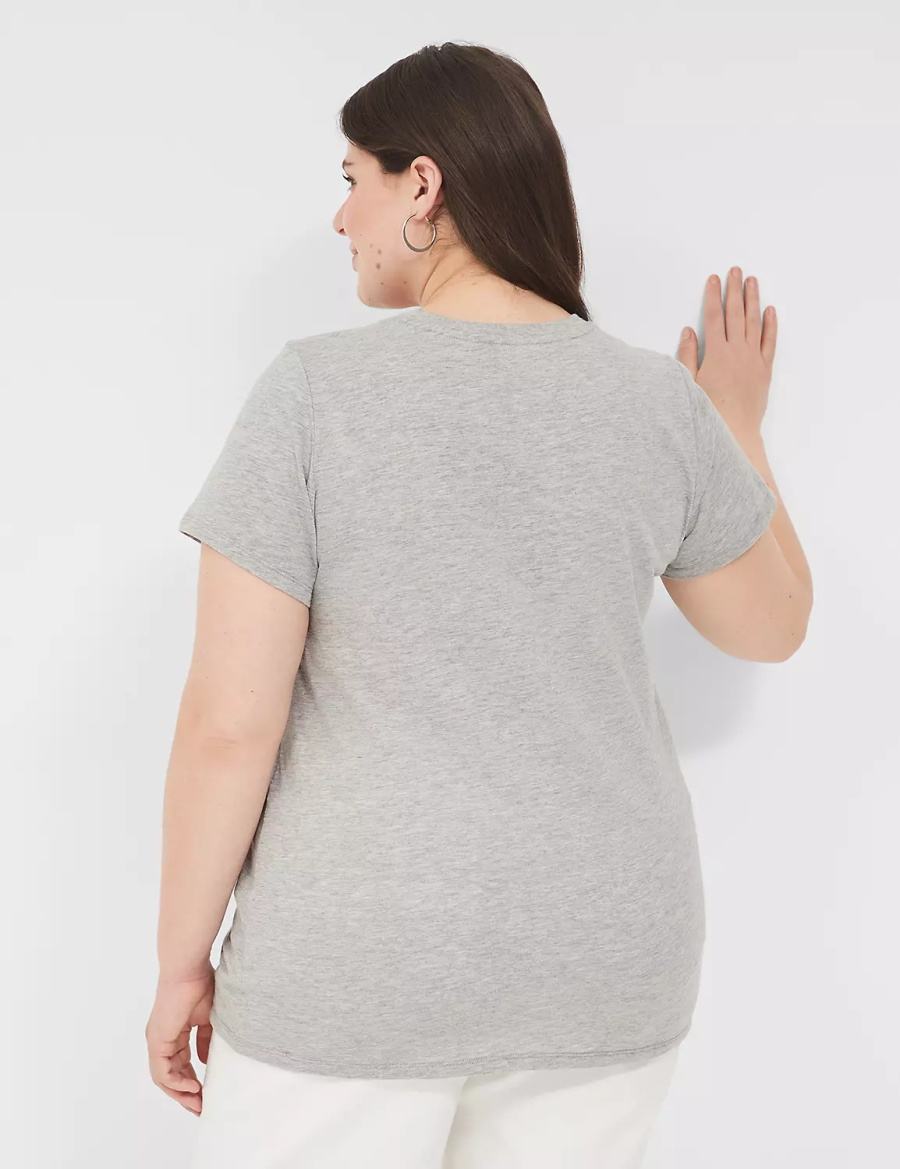 Lane Bryant Pride Embroidered More Love Graphic Tee Women T Shirts Light Grey | TIW336XZ