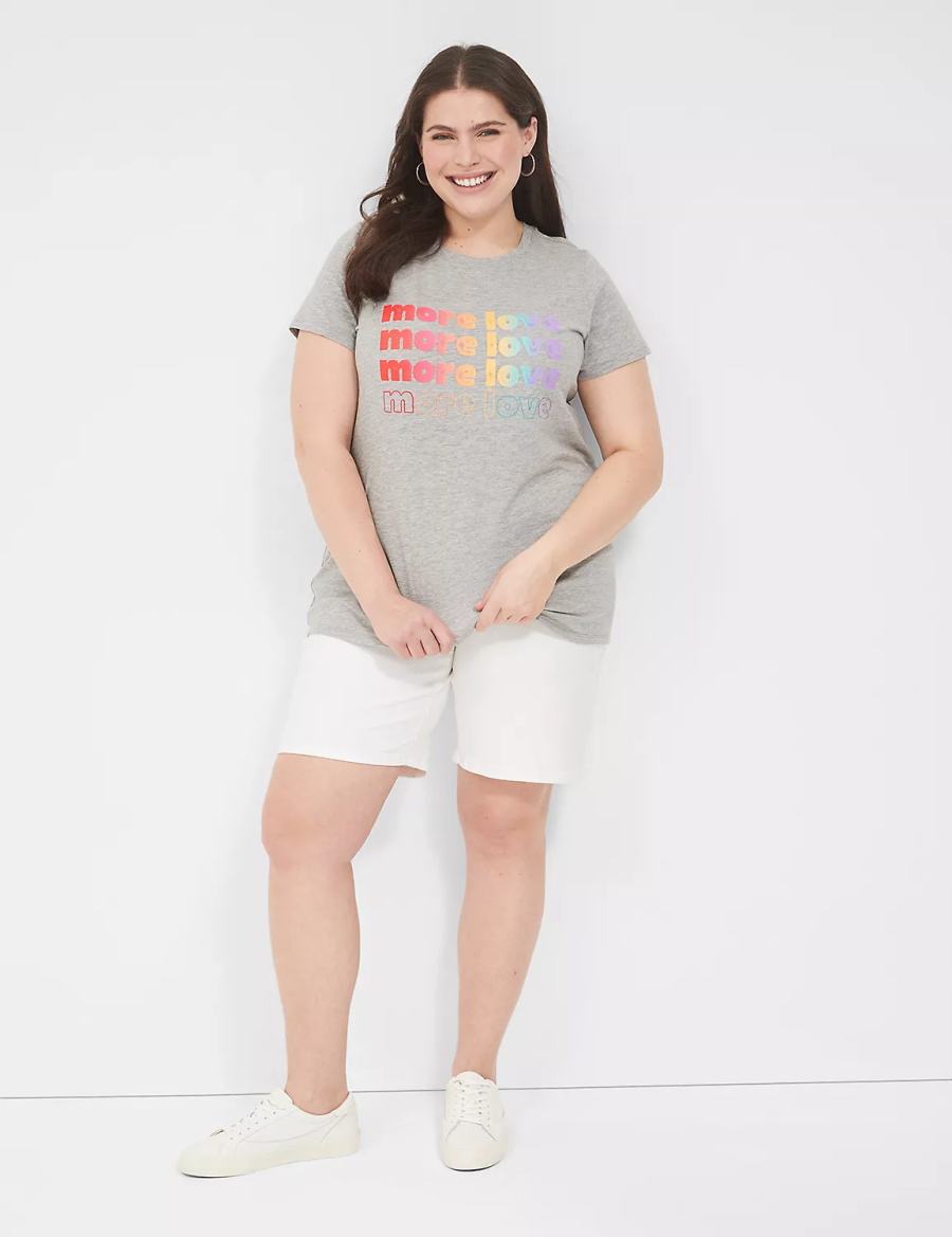 Lane Bryant Pride Embroidered More Love Graphic Tee Women T Shirts Light Grey | TIW336XZ