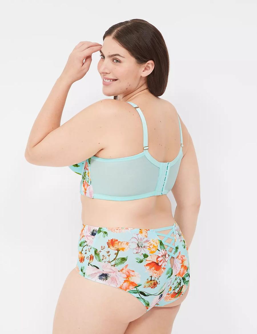 Lane Bryant Printed Boost Longline Women Balconette Bra Turquoise | ZBP199SK