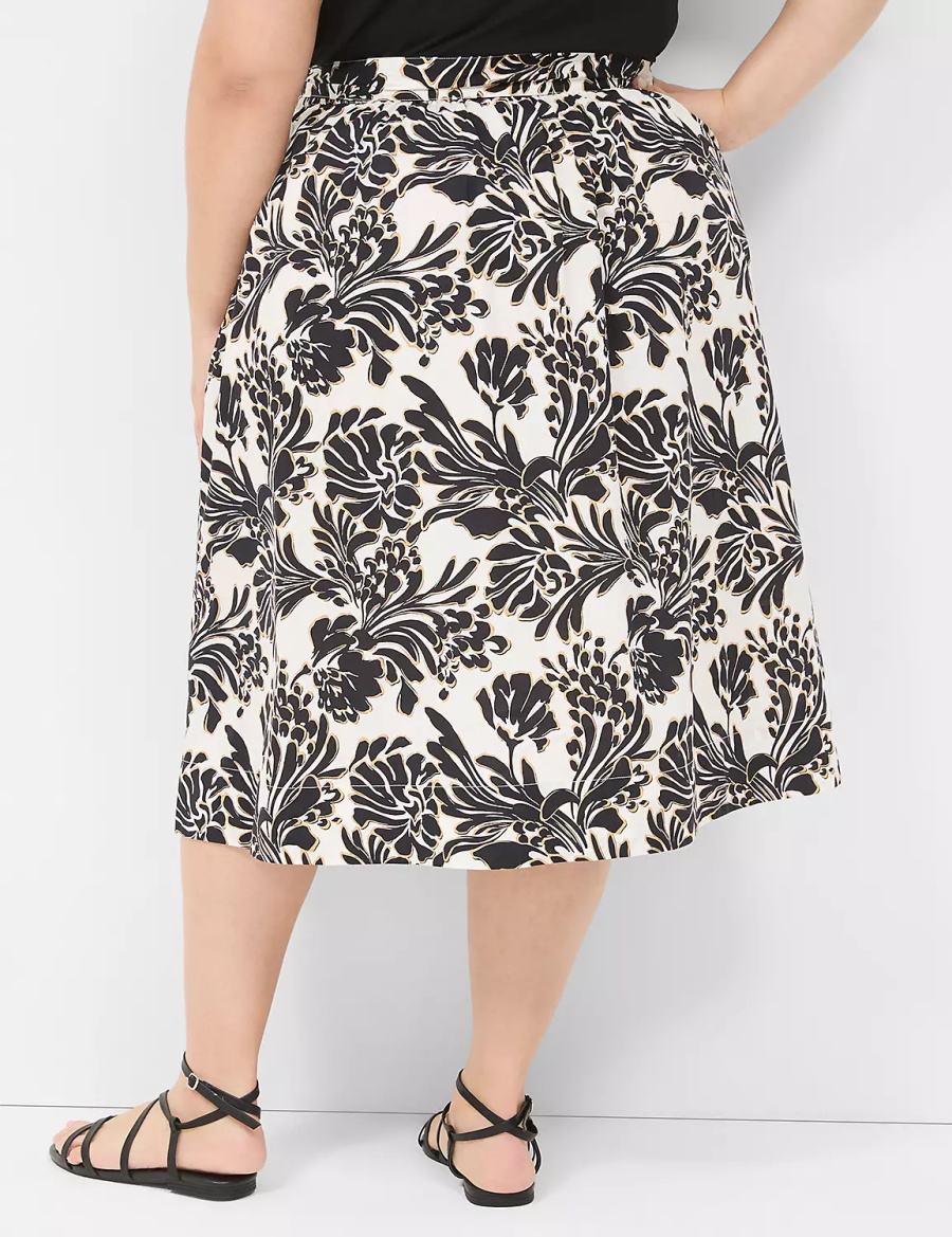 Lane Bryant Printed Midi Women Skirts Black | KDA2095WO