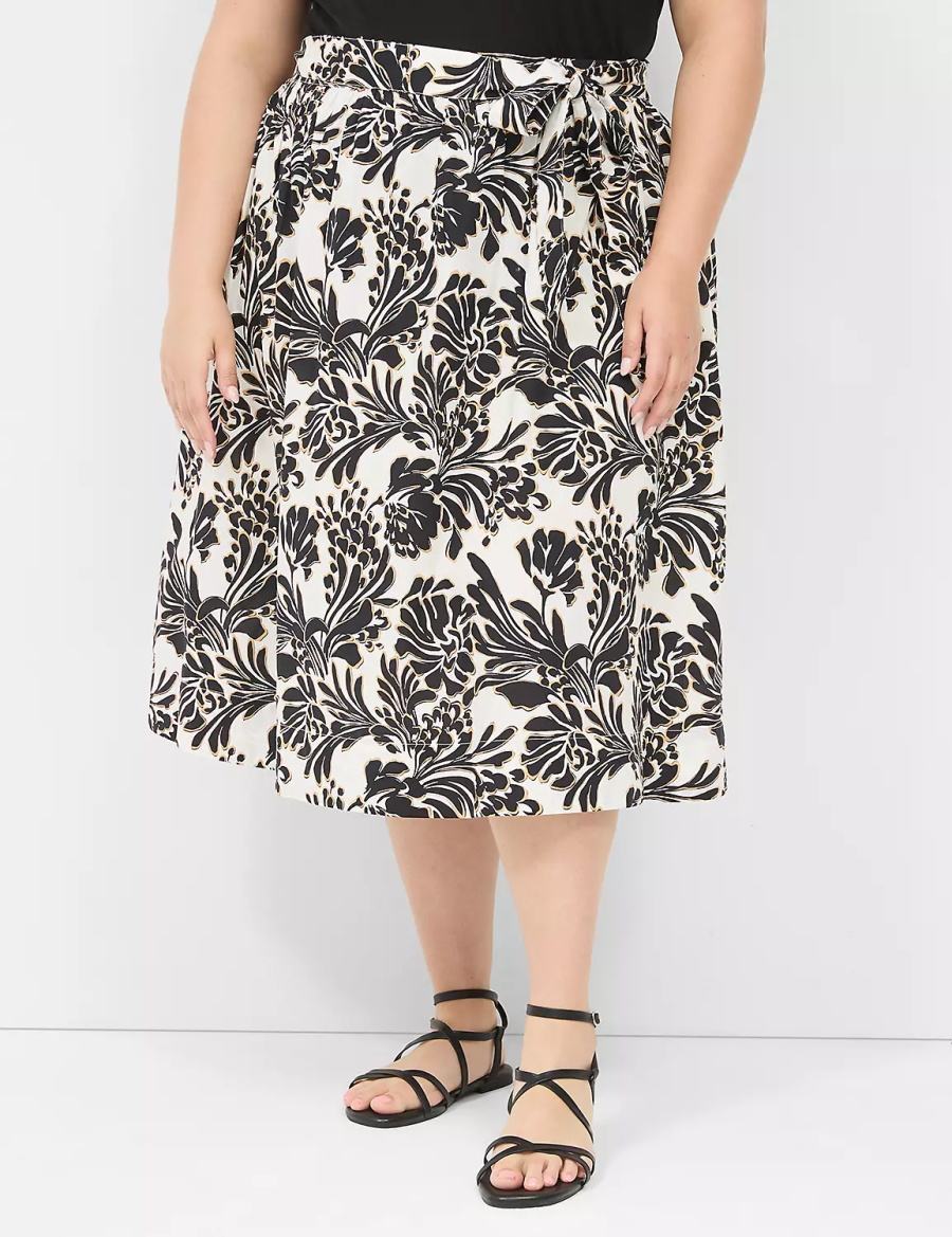 Lane Bryant Printed Midi Women Skirts Black | KDA2095WO