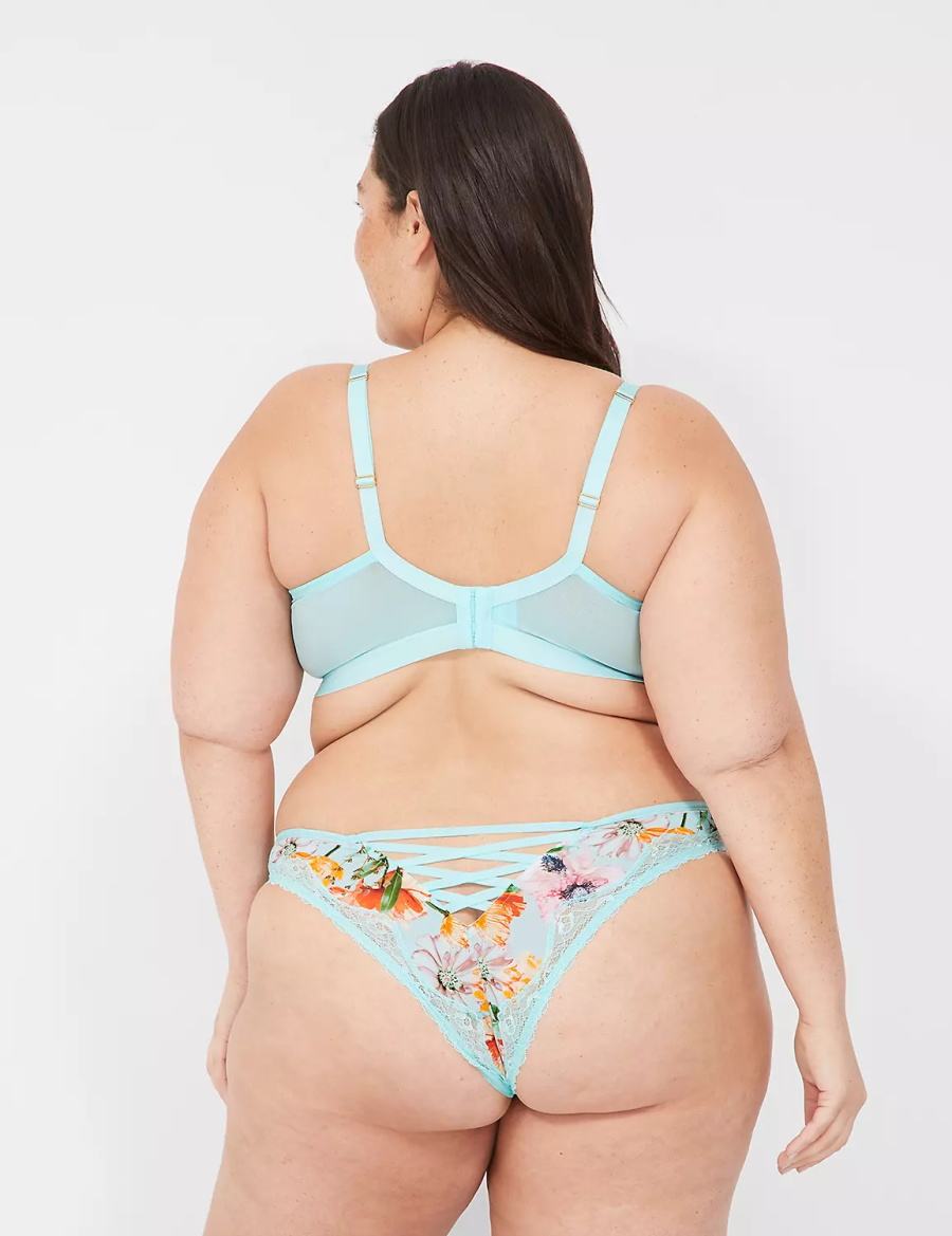 Lane Bryant Printed No-Wire Triangle Women Unlined Bra Turquoise | MYD1933NZ