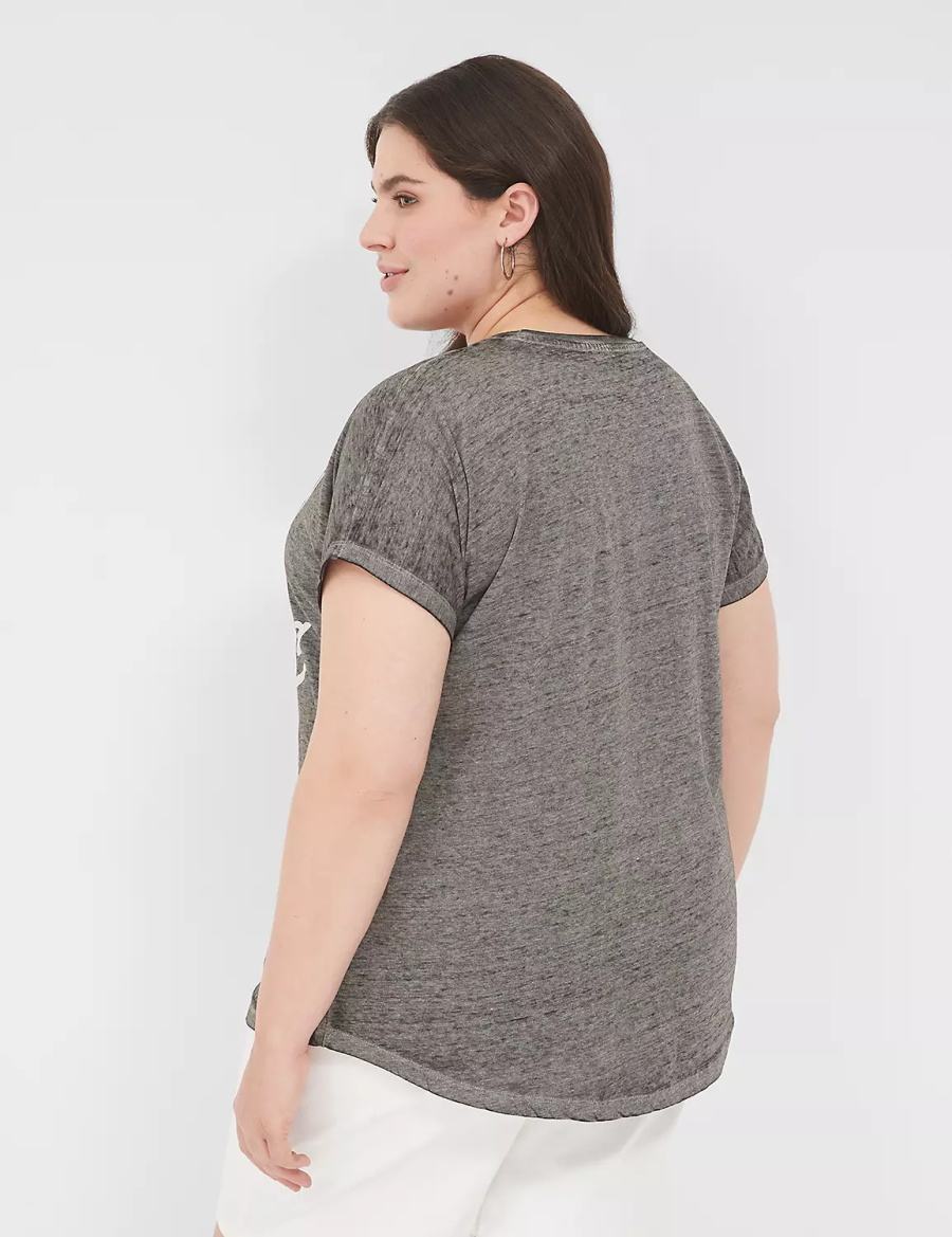 Lane Bryant Probably Late For Something Graphic Tee Women T Shirts Grey | BBF5821PZ