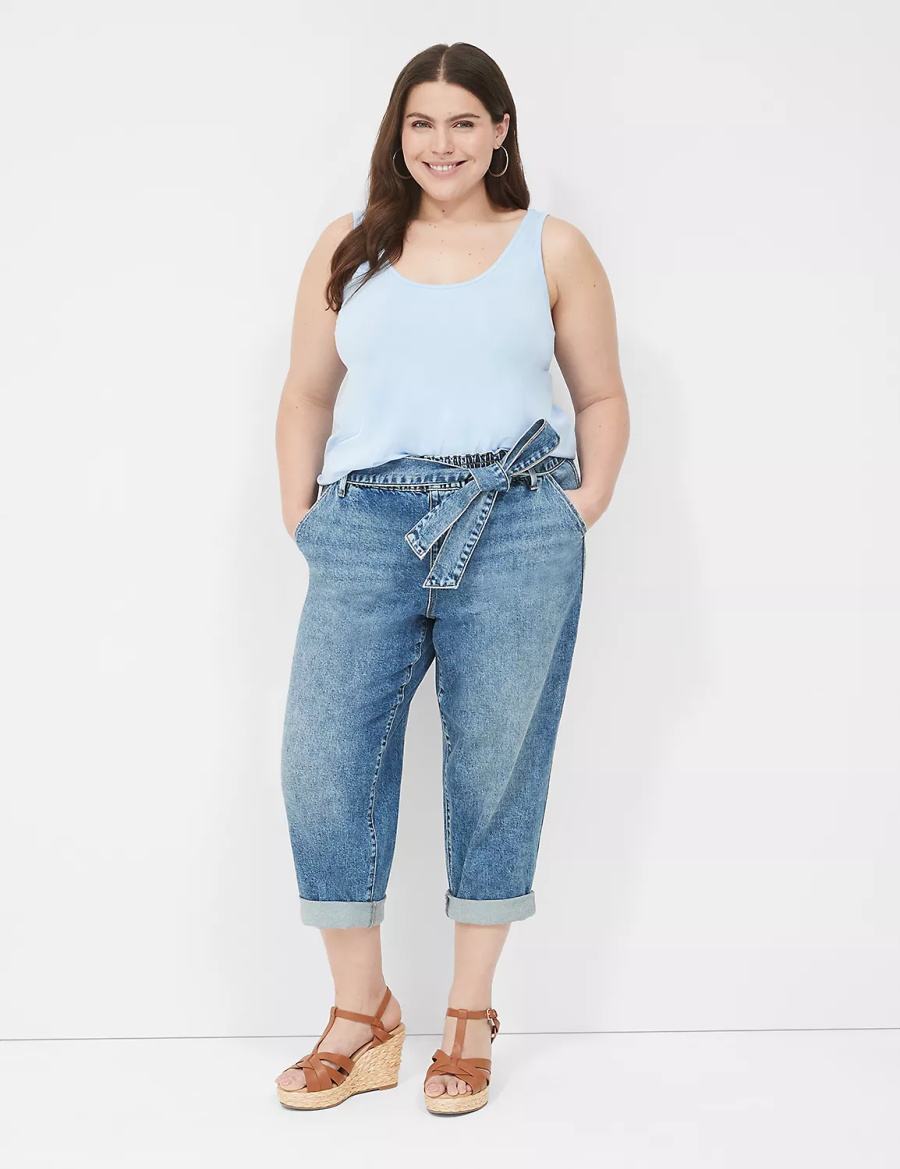 Lane Bryant Pull-On Fit Boyfriend Women Jeans Blue | CDD6334VB