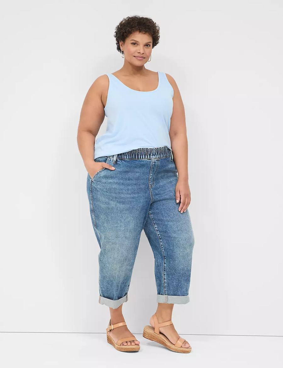 Lane Bryant Pull-On Fit Boyfriend Women Jeans Blue | CDD6334VB