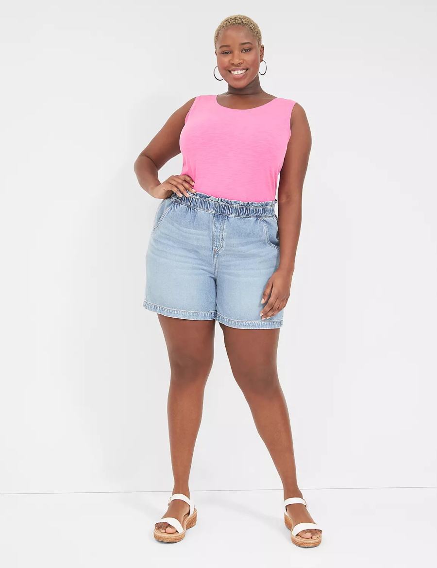 Lane Bryant Pull-On Fit Flirty Jean Women Shorts Light Blue | UWH3298BR