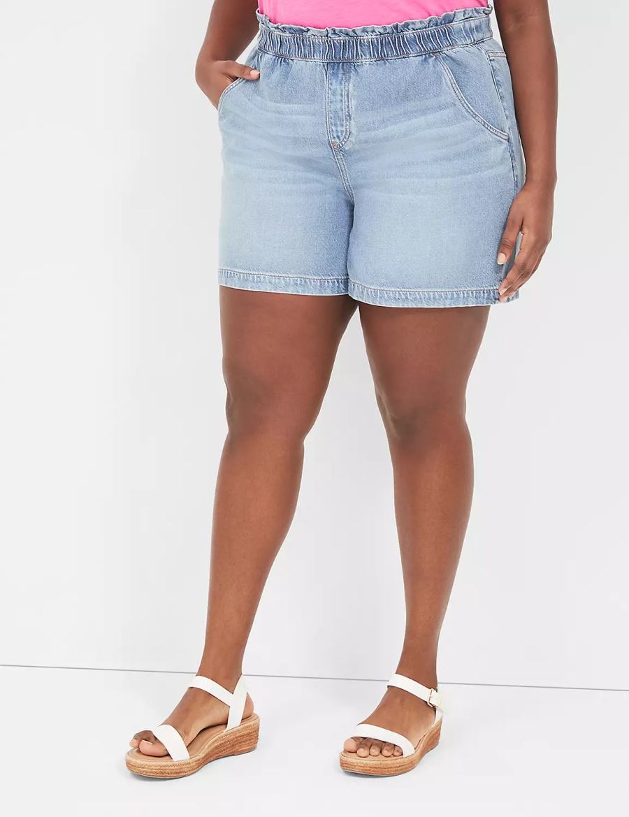 Lane Bryant Pull-On Fit Flirty Jean Women Shorts Light Blue | UWH3298BR